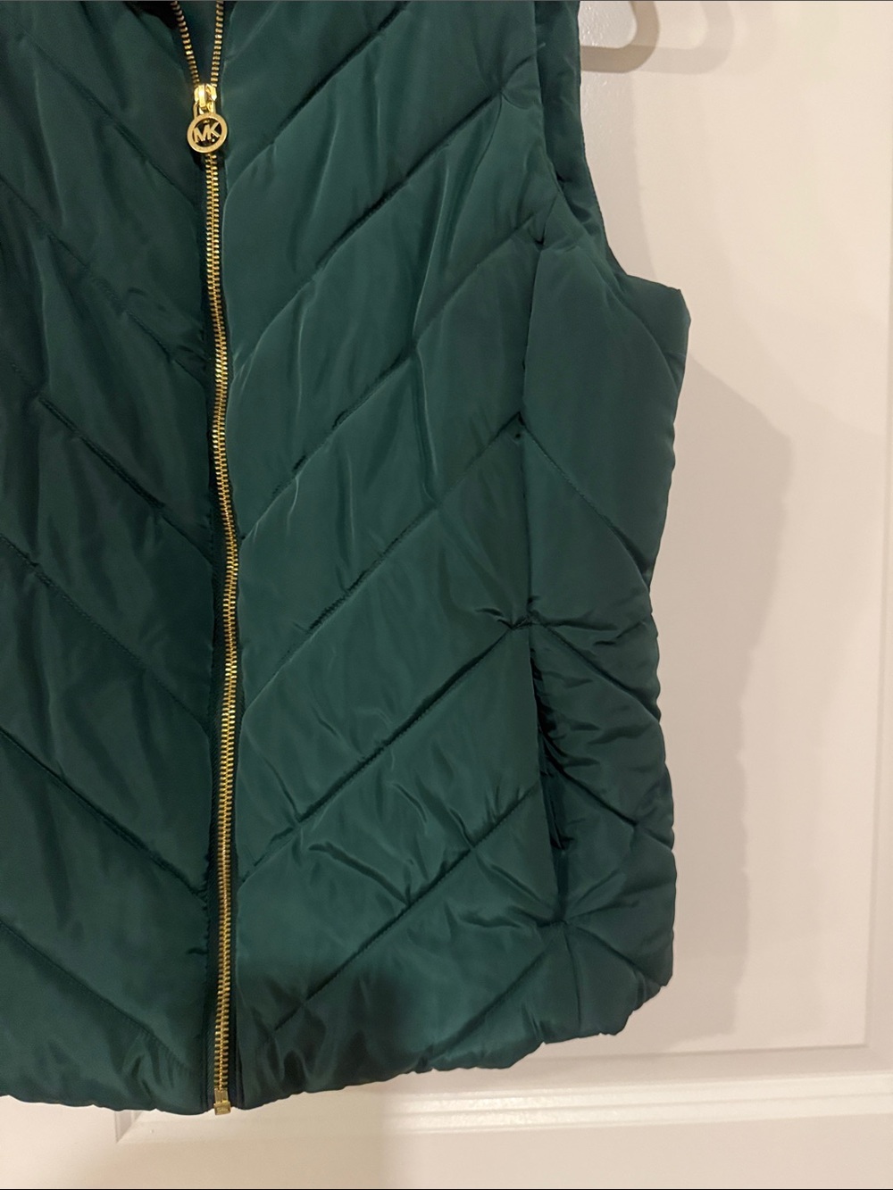 Michael Kors Forest Green Quilted Puffer Vest with Gold Hardware - Picture 7 of 9